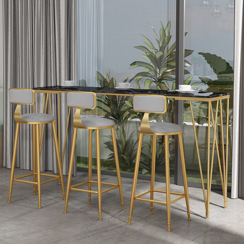 White and Black Glam Style Bar Table in Gold Metal Foot and Marble Milk Tea Shop Table
