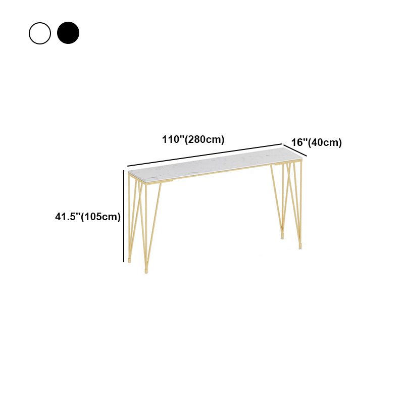 White and Black Glam Style Bar Table in Gold Metal Foot and Marble Milk Tea Shop Table