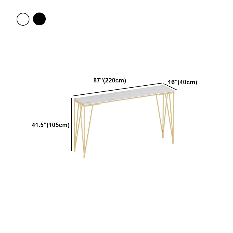 White and Black Glam Style Bar Table in Gold Metal Foot and Marble Milk Tea Shop Table