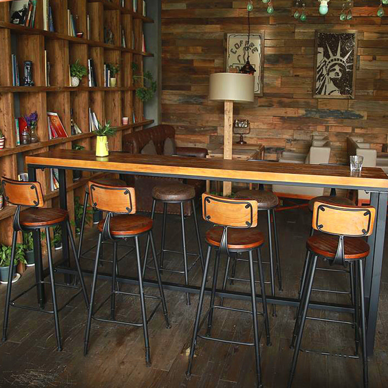 Table de bar à style moderne marron et table de bar à café en fer noir en fer noir