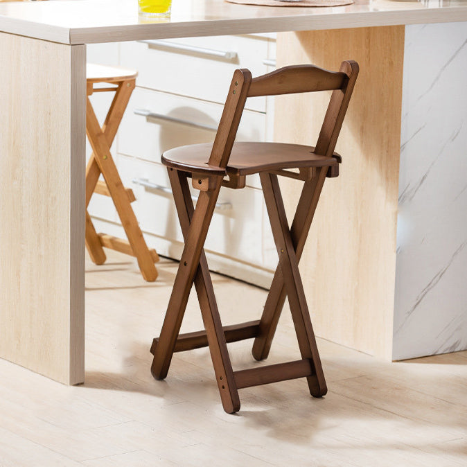 Modern Armless Backrest Counter Stool Wood Study Bar Stool with Wooden Seat and Pedal