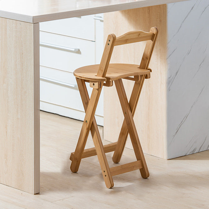 Modern Armless Backrest Counter Stool Wood Study Bar Stool with Wooden Seat and Pedal