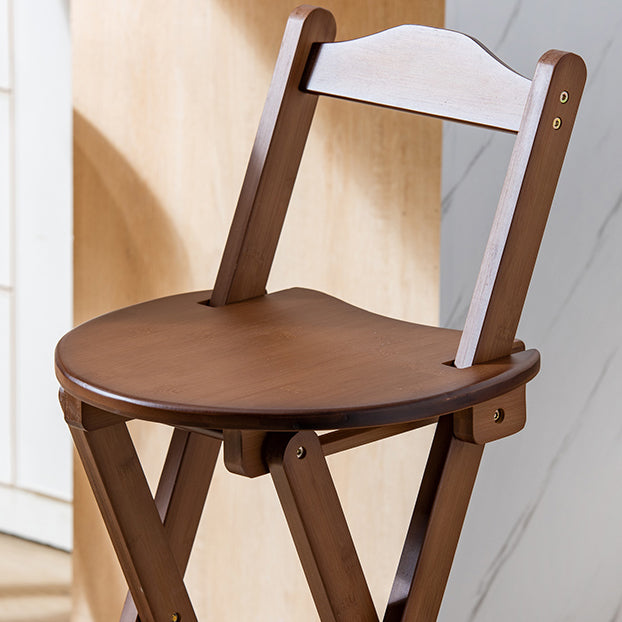 Modern Armless Backrest Counter Stool Wood Study Bar Stool with Wooden Seat and Pedal