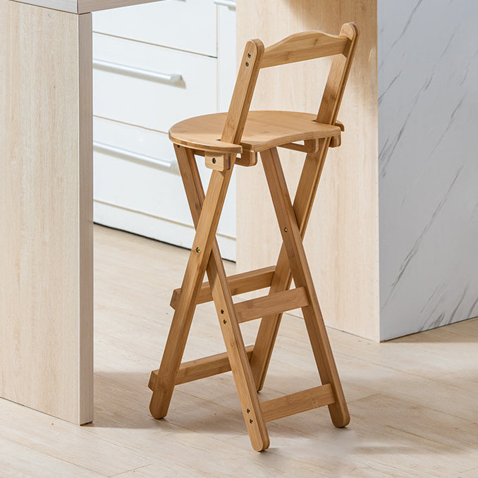 Modern Armless Backrest Counter Stool Wood Study Bar Stool with Wooden Seat and Pedal
