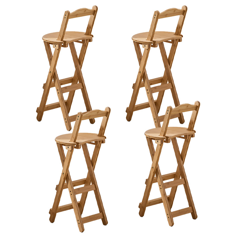 Modern Armless Backrest Counter Stool Wood Study Bar Stool with Wooden Seat and Pedal