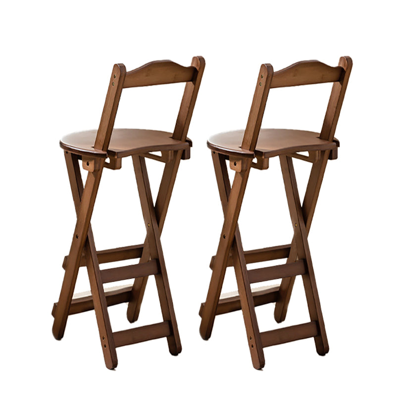 Modern Armless Backrest Counter Stool Wood Study Bar Stool with Wooden Seat and Pedal