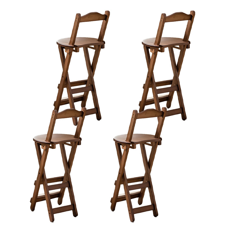 Modern Armless Backrest Counter Stool Wood Study Bar Stool with Wooden Seat and Pedal