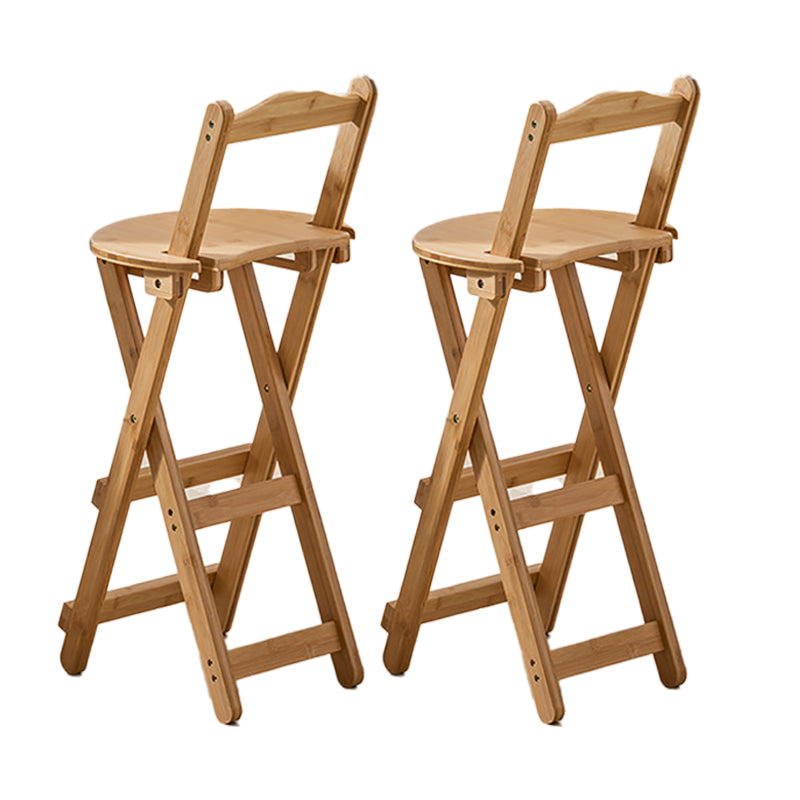 Modern Armless Backrest Counter Stool Wood Study Bar Stool with Wooden Seat and Pedal