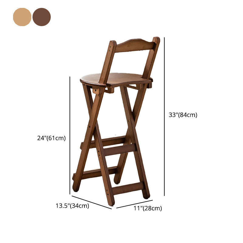 Modern Armless Backrest Counter Stool Wood Study Bar Stool with Wooden Seat and Pedal