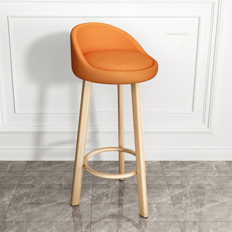Modern Armless Backrest Counter Stool Steel Single Bar Stool with Cushion and Pedal