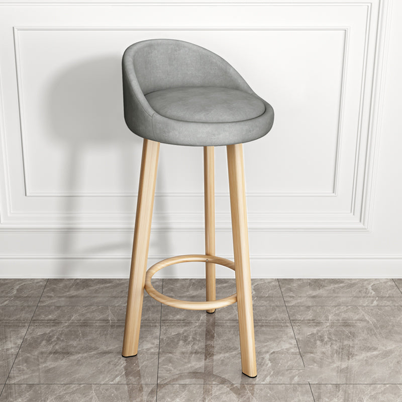 Modern Armless Backrest Counter Stool Steel Single Bar Stool with Cushion and Pedal