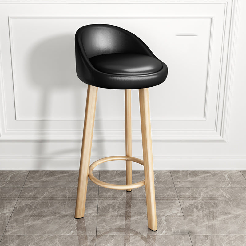 Modern Armless Backrest Counter Stool Steel Single Bar Stool with Cushion and Pedal