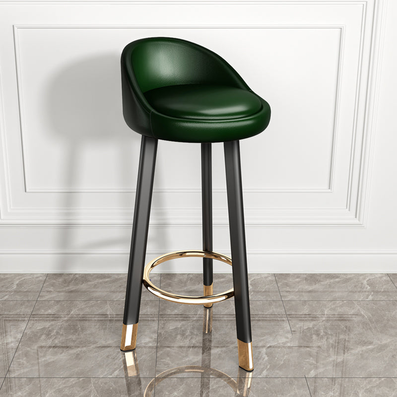 Modern Armless Backrest Counter Stool Steel Single Bar Stool with Cushion and Pedal