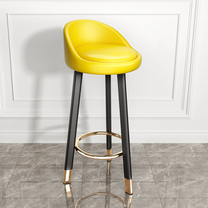 Modern Armless Backrest Counter Stool Steel Single Bar Stool with Cushion and Pedal