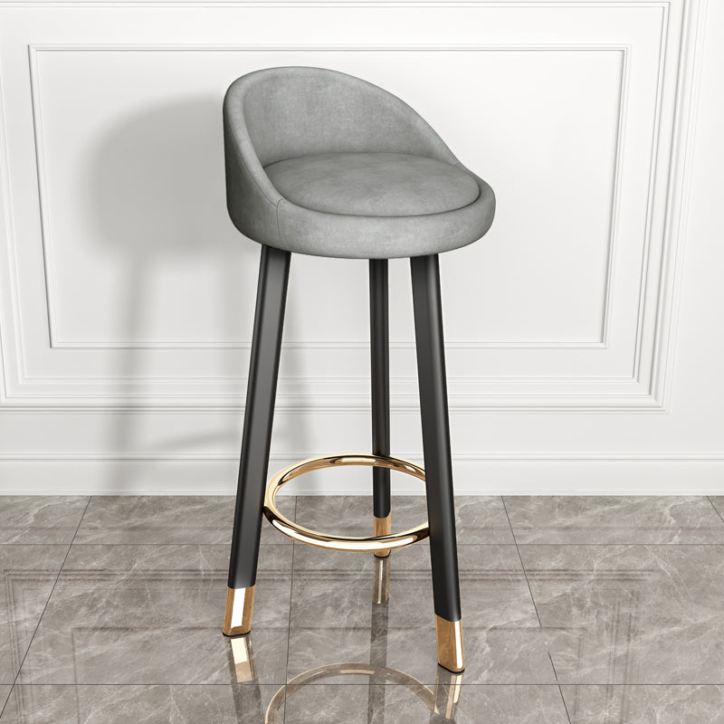 Modern Armless Backrest Counter Stool Steel Single Bar Stool with Cushion and Pedal