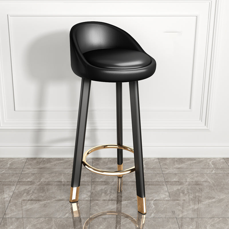 Modern Armless Backrest Counter Stool Steel Single Bar Stool with Cushion and Pedal
