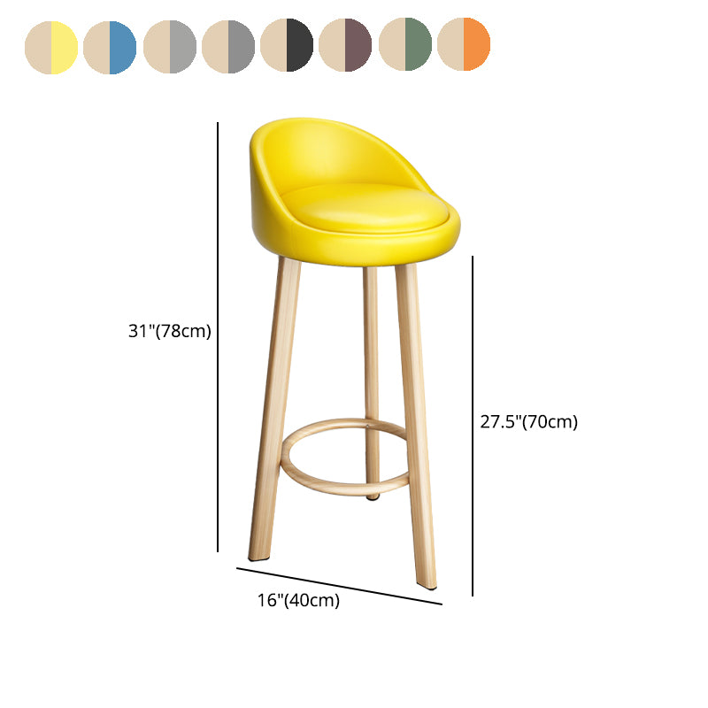 Modern Armless Backrest Counter Stool Steel Single Bar Stool with Cushion and Pedal