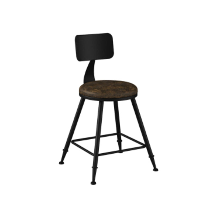 Industrielle armlose Rückenlehne Counterhocker Iron Barhocker mit Lederkissen
