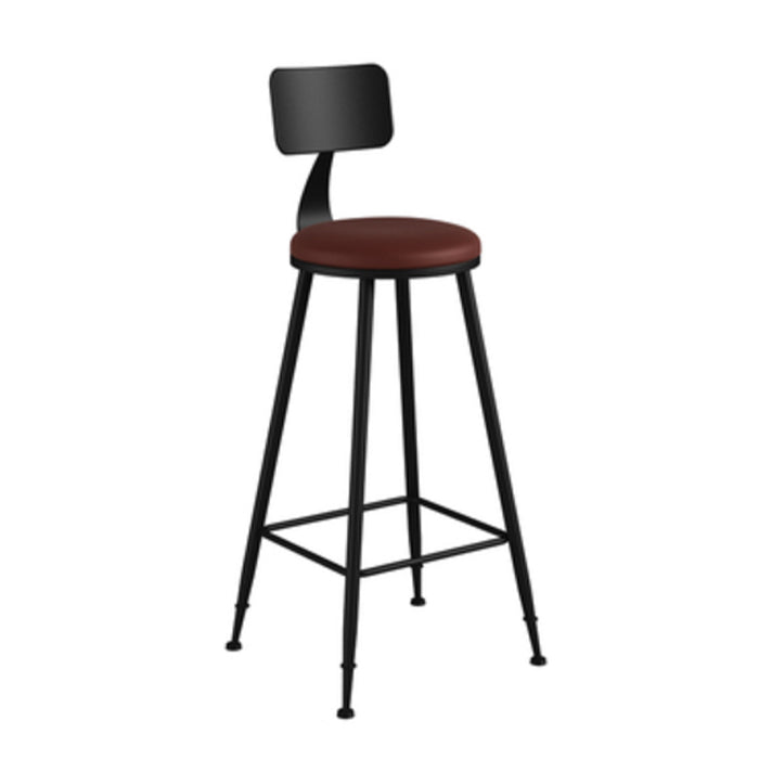Industrielle armlose Rückenlehne Counterhocker Iron Barhocker mit Lederkissen