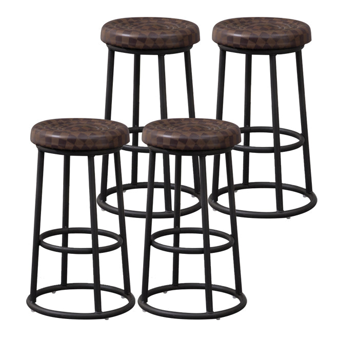 Moderner Holz-Barhocker mit Metallfußstütze, runder Barhocker