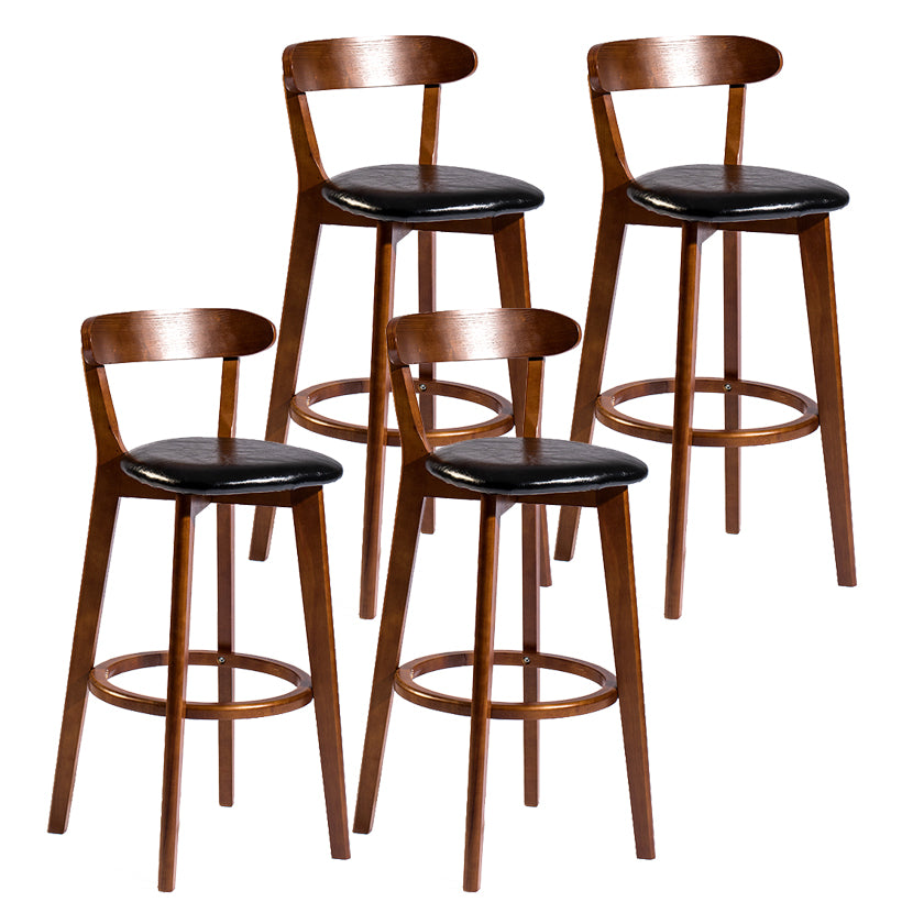Modern Armless Backrest Counter Stool Wood Bar Stool with Cushion and Pedal