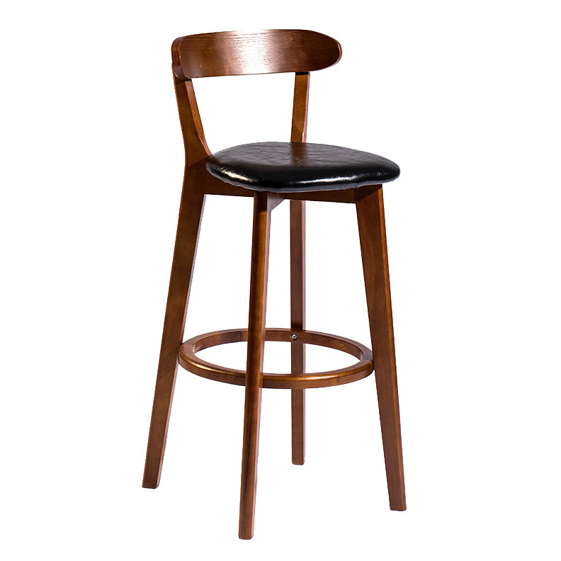 Modern Armless Backrest Counter Stool Wood Bar Stool with Cushion and Pedal