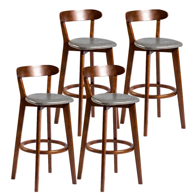 Modern Armless Backrest Counter Stool Wood Bar Stool with Cushion and Pedal