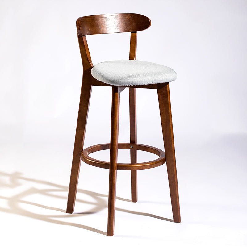 Modern Armless Backrest Counter Stool Wood Bar Stool with Cushion and Pedal