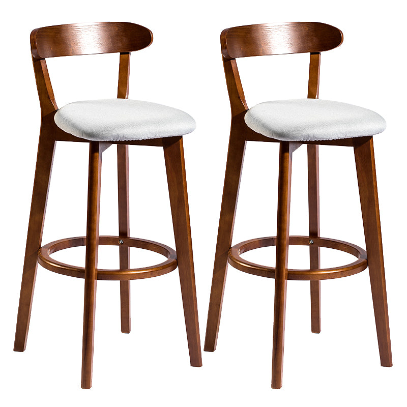 Modern Armless Backrest Counter Stool Wood Bar Stool with Cushion and Pedal