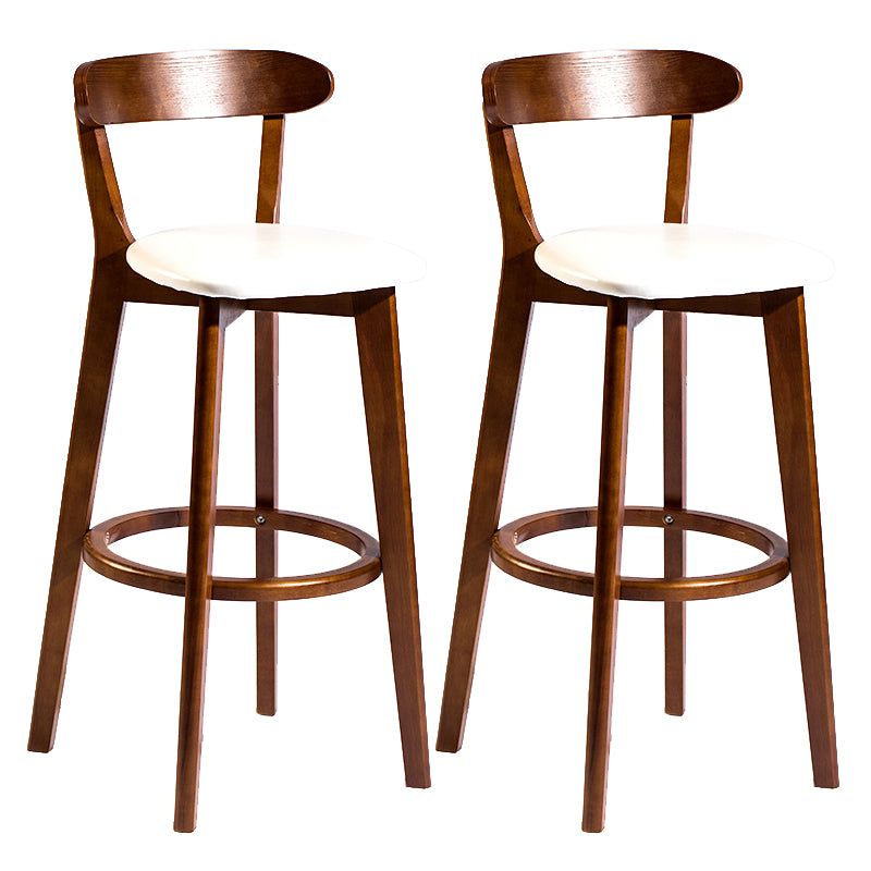 Modern Armless Backrest Counter Stool Wood Bar Stool with Cushion and Pedal