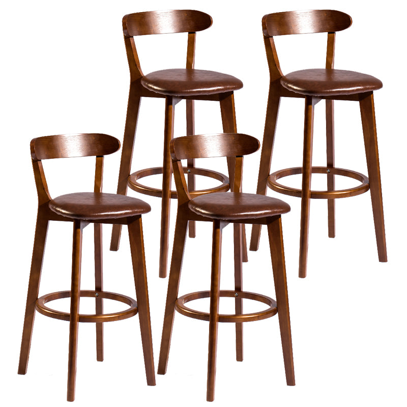 Modern Armless Backrest Counter Stool Wood Bar Stool with Cushion and Pedal