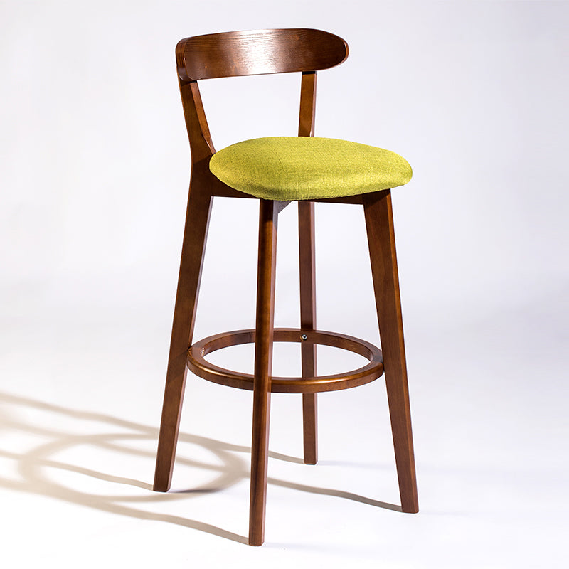Modern Armless Backrest Counter Stool Wood Bar Stool with Cushion and Pedal