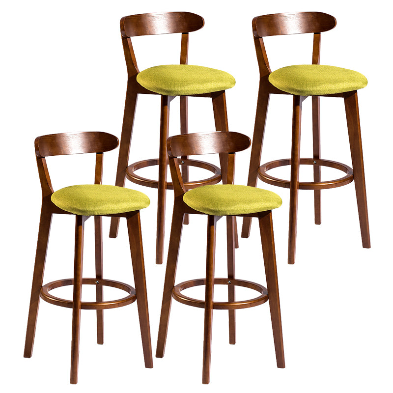 Modern Armless Backrest Counter Stool Wood Bar Stool with Cushion and Pedal