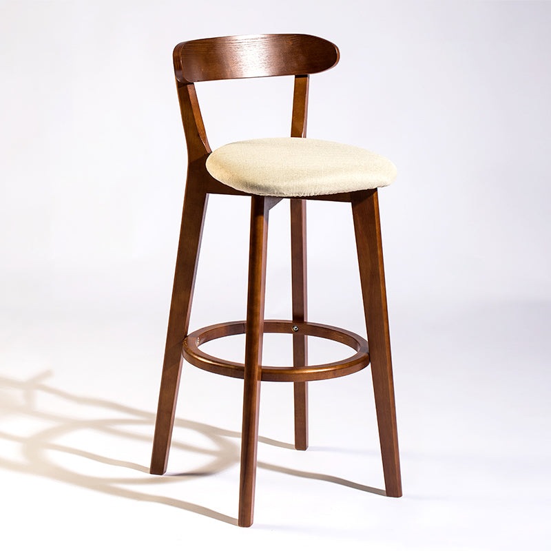 Modern Armless Backrest Counter Stool Wood Bar Stool with Cushion and Pedal