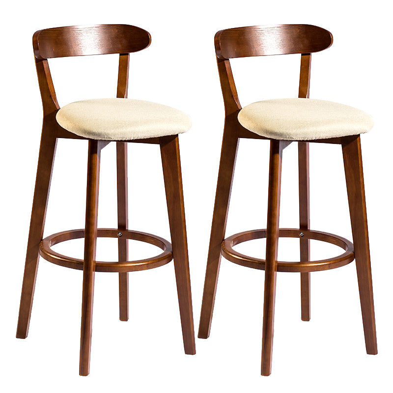 Modern Armless Backrest Counter Stool Wood Bar Stool with Cushion and Pedal