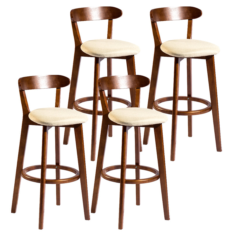 Modern Armless Backrest Counter Stool Wood Bar Stool with Cushion and Pedal