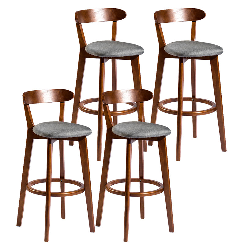 Modern Armless Backrest Counter Stool Wood Bar Stool with Cushion and Pedal