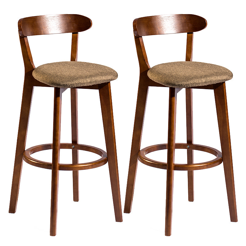 Modern Armless Backrest Counter Stool Wood Bar Stool with Cushion and Pedal