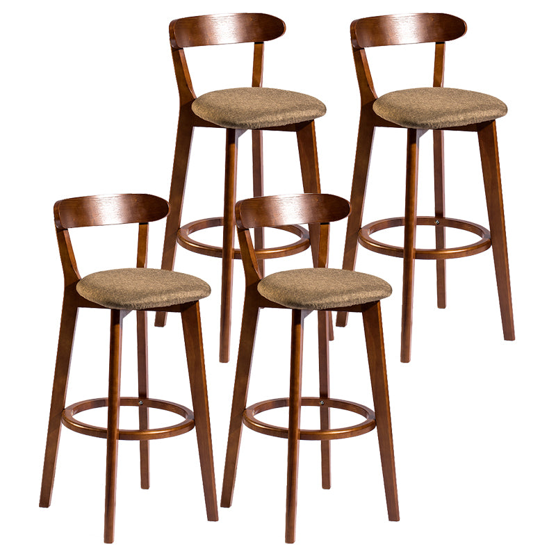 Modern Armless Backrest Counter Stool Wood Bar Stool with Cushion and Pedal