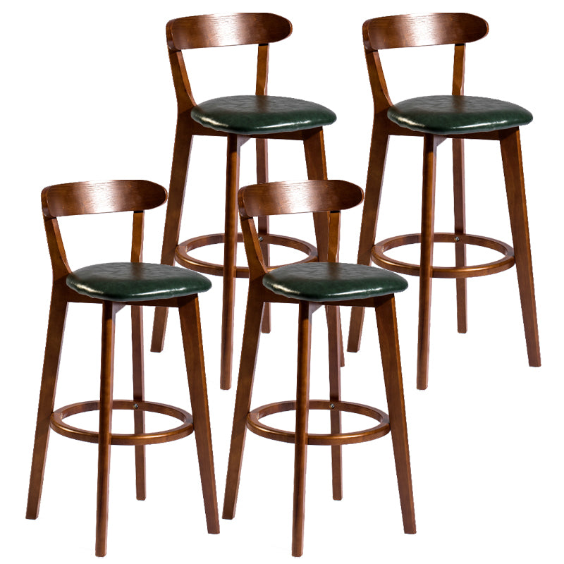 Modern Armless Backrest Counter Stool Wood Bar Stool with Cushion and Pedal