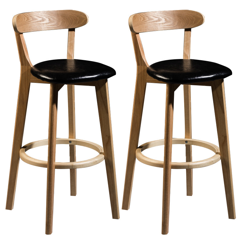 Modern Armless Backrest Counter Stool Wood Bar Stool with Cushion and Pedal