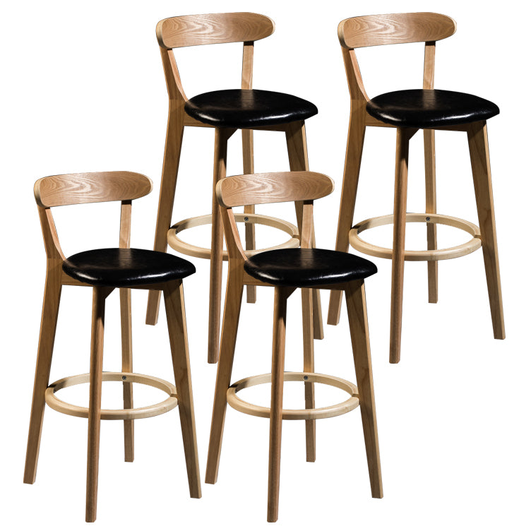 Modern Armless Backrest Counter Stool Wood Bar Stool with Cushion and Pedal