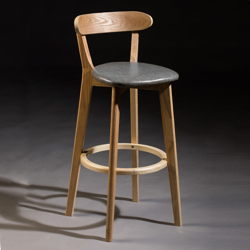 Modern Armless Backrest Counter Stool Wood Bar Stool with Cushion and Pedal