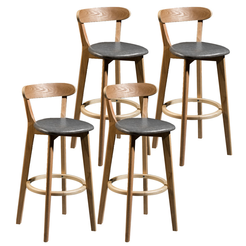 Modern Armless Backrest Counter Stool Wood Bar Stool with Cushion and Pedal