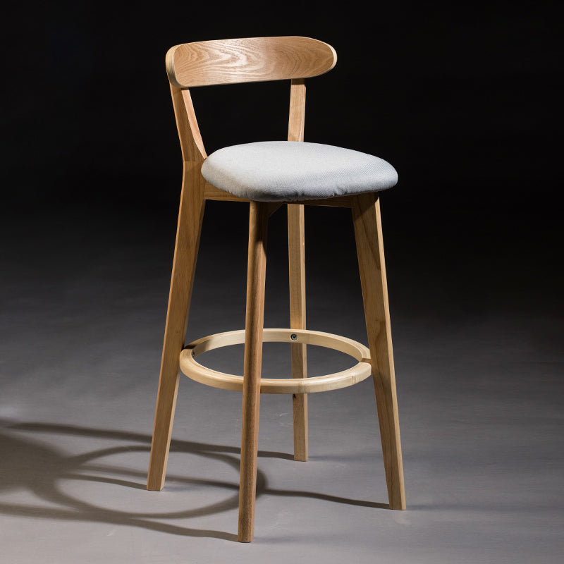 Modern Armless Backrest Counter Stool Wood Bar Stool with Cushion and Pedal