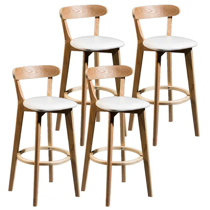 Modern Armless Backrest Counter Stool Wood Bar Stool with Cushion and Pedal