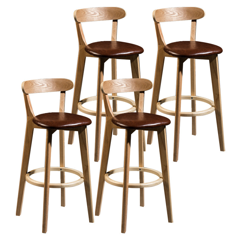 Modern Armless Backrest Counter Stool Wood Bar Stool with Cushion and Pedal