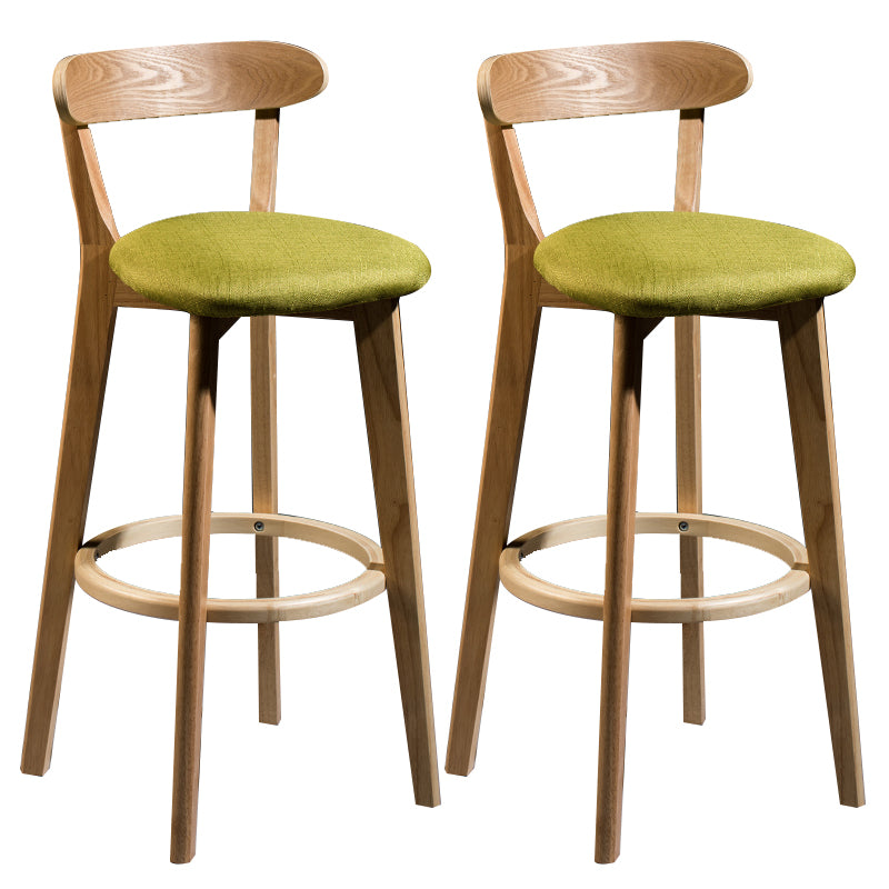 Modern Armless Backrest Counter Stool Wood Bar Stool with Cushion and Pedal