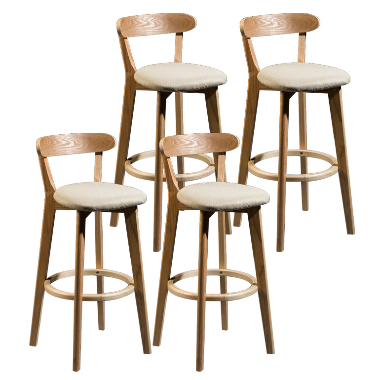 Modern Armless Backrest Counter Stool Wood Bar Stool with Cushion and Pedal