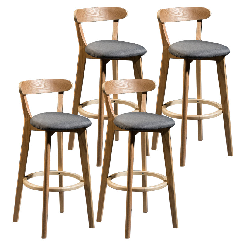 Modern Armless Backrest Counter Stool Wood Bar Stool with Cushion and Pedal